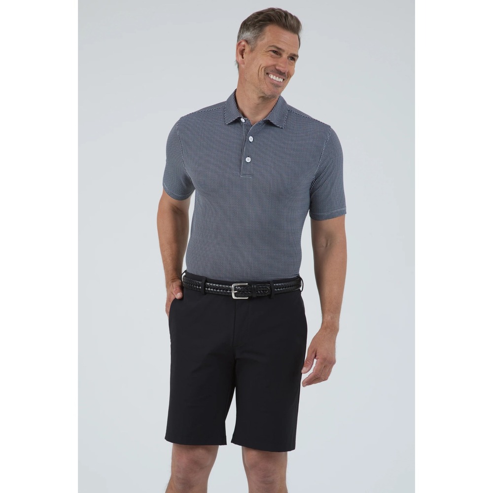 IBKÜL Polo Shirt Men Large Black White NEW Mini Check Short Sleeve UPF 50+ 94754